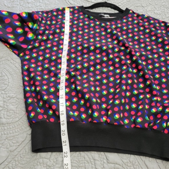 Terez Windbreaker Sweatshirt XS Pullover Black Colorful Polka Dot Long Sleeve - Picture 8 of 8